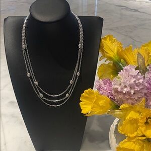Judith Ripka Sterling Silver three strand necklace